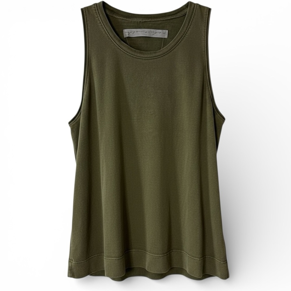 Raquel Allegra Kate Tank Soft Moss Green Cotton Swing Top Size 1